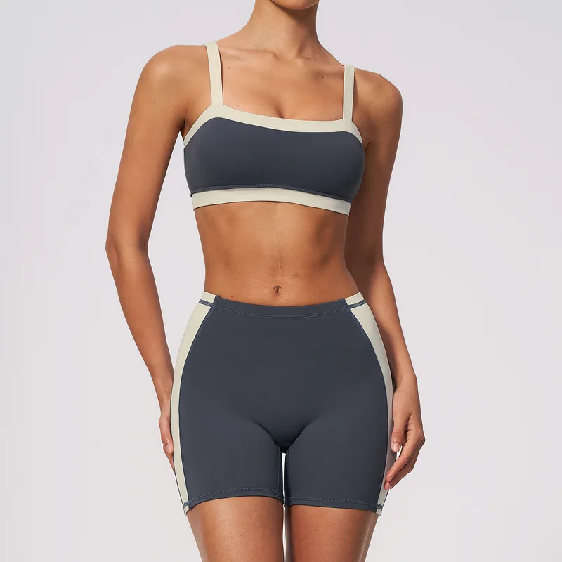 Color Block Women's Yoga Set 2 Piece Slimming