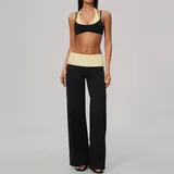 LS2585-2 · Meteor Black & Yellow Meteor Black & Yellow Color Block Running Women's Yoga Activewear Set Layered