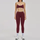 Retro Red Women's Running Premium Yoga Activewear Set Backless Fitted
