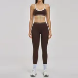 Espresso Black Women's Running Premium Yoga Activewear Set Backless Fitted