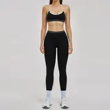 Jet Black Women's Running Premium Yoga Activewear Set Backless Fitted