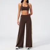 LS3588-3 · Espresso Black Espresso Black Women's Slimming Outdoor Fitness Yoga Activewear Set Backless
