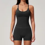 LS3595-2 · Jet Black Jet Black Women's Backless Active Yoga Set High Waist Breathable
