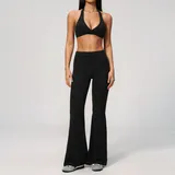 LS4208-2 · Jet Black Jet Black Women's Brushed Running Premium Yoga Set Deep V
