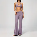 Lilac Women's Brushed Running Premium Yoga Set Deep V