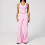 LS4506-5 · Sakra Pink Sakra Pink Women's Yoga Set Color Block Running Bare Feel
