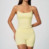Ivory Yellow Women's Pilates Yoga Activewear Set 2 Piece Tank