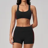 LS4539-2 · Black Red Clash Black Red Clash Women's Brushed Slimming Yoga Set Quick Dry Fitted