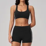 LS4539-3 · Black White Clash Black White Clash Women's Brushed Slimming Yoga Set Quick Dry Fitted