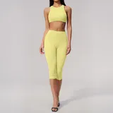 Goose Yellow Women's Supportive Fitness Yoga Activewear Set High Waist