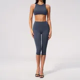 LS5529-2 · Navy Blue Navy Blue Women's Supportive Fitness Yoga Activewear Set High Waist