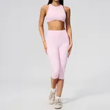 Falling Blossom Pink Women's Supportive Fitness Yoga Activewear Set High Waist