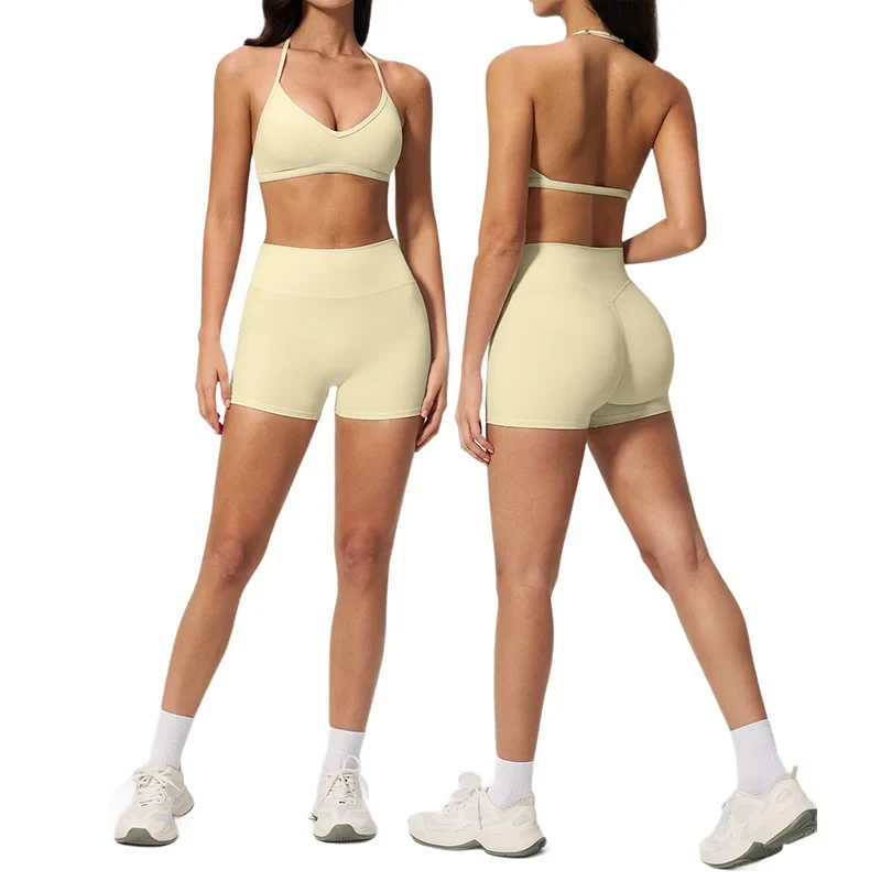 Women's Breathable Yoga Yoga Set Halter Neck Fitted