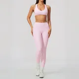 LS5558-3 · Falling Blossom Pink Falling Blossom Pink Women's Yoga Set Brushed High Waist Cross Back