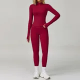 Rose Red Women's Long Sleeve Yoga Set Long Sleeve Breathable