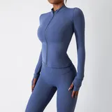 Blue Women's Long Sleeve Yoga Set Long Sleeve Breathable