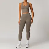 LS7725-10 · Coffee Coffee Women's Seamless Yoga Bra and Leggings Set