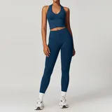 LS7725-11 · Blue Blue Women's Seamless Yoga Bra and Leggings Set