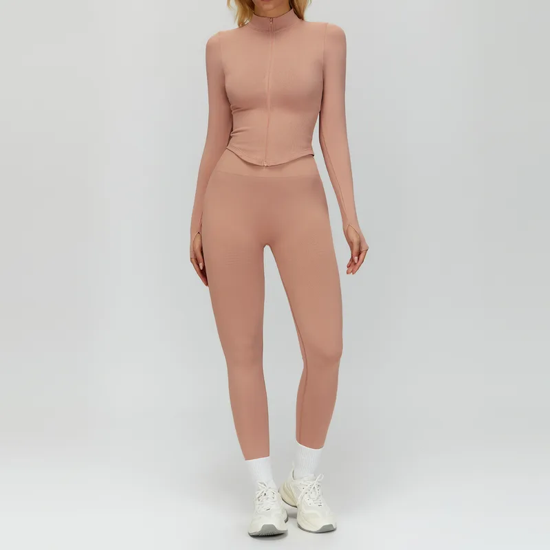 Women's Seamless Yoga Jacket and Leggings Set