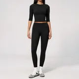 Jet Black Women's Brushed Active Yoga Set Quick Dry Fitted
