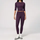 Plum Purple Women's Brushed Active Yoga Set Quick Dry Fitted