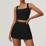 Jet Black Cloud Feel Women's Yoga Set Backless Breathable Fitted