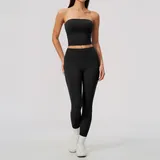 LS8793-2 · Jet Black Jet Black Butt Lifting Running Women's Yoga Set Tummy Control