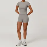 Frost Grey Women's Brushed Yoga Yoga Set High Waist Fitted