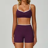 Kyoho Purple Women's Backless Yoga Activewear Set Bare Feel Fitted