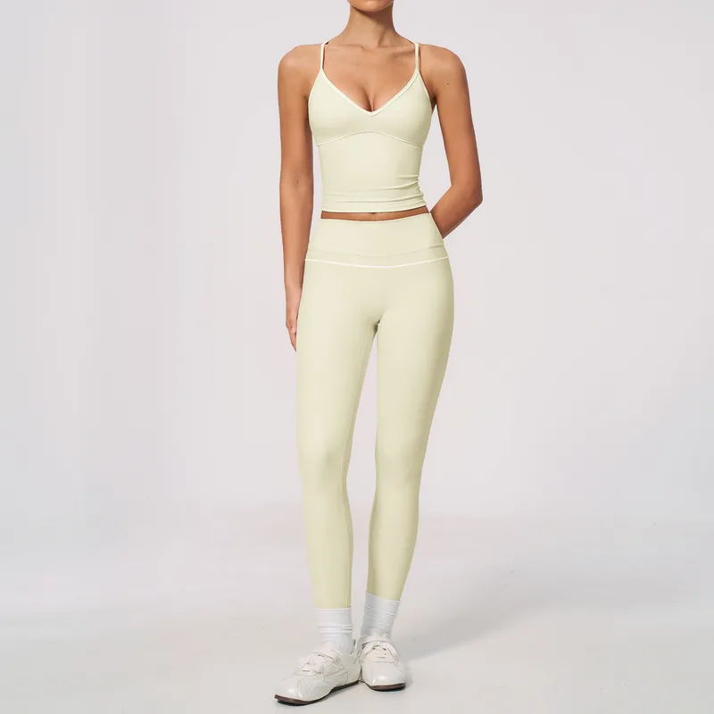 Women's Breathable Yoga Activewear Set V Neck Fitted