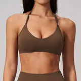 Jujube Brown Women's Stretch Yoga Fitness Supportive Sports Bra Backless