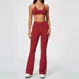 LT5112-1 · Frost Red Frost Red Women's Seamless Flared Yoga Set High Waist Breathable
