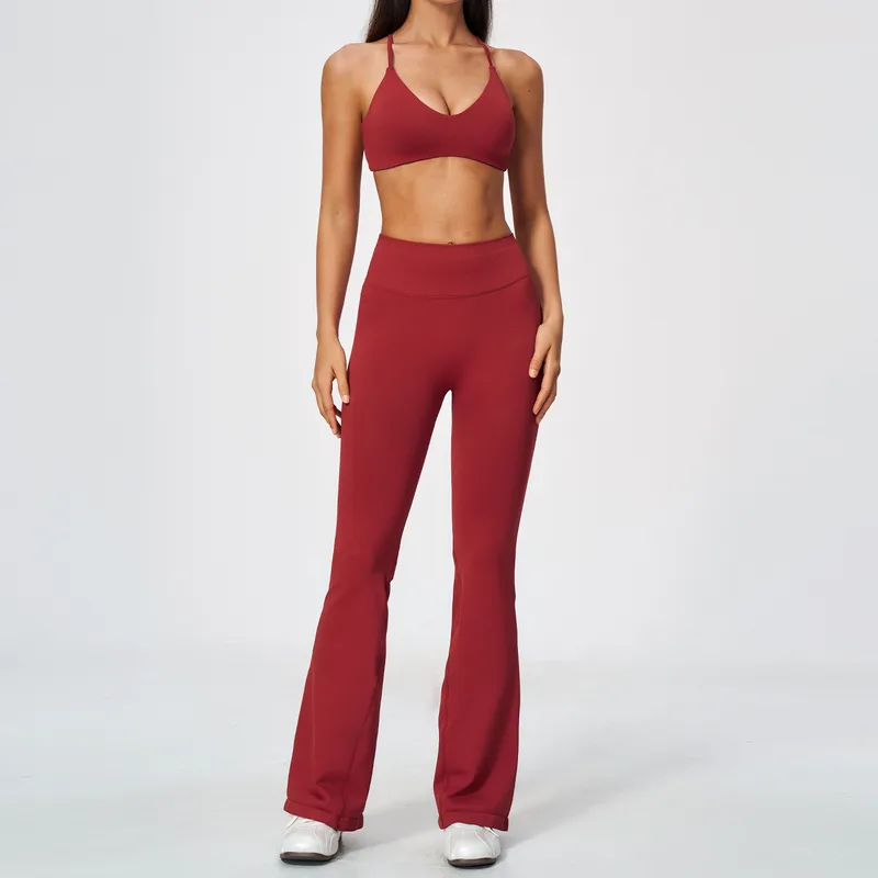 Women's Seamless Flared Yoga Set High Waist Breathable