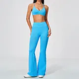 LT5112-3 · Sky Azure Sky Azure Women's Seamless Flared Yoga Set High Waist Breathable