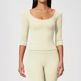 LT5575-1 · Cream White Cream White Women's Long Sleeve Workout Top High Stretch Fitted