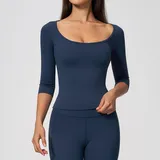 Badge Blue Women's Long Sleeve Workout Top High Stretch Fitted