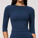 LT8455-3 · Badge Blue Badge Blue Women's Yoga Long Sleeve Top Crew Neck Fitted