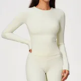 LT8519-1 · Cream White Cream White Women's Pilates Long Sleeve Top Long Sleeve Brushed