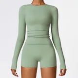 Basil Green Women's Pilates Long Sleeve Top Long Sleeve Brushed