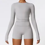 Frost Grey Women's Pilates Long Sleeve Top Long Sleeve Brushed