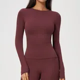 LT8519-3 · Wine Red Wine Red Women's Pilates Long Sleeve Top Long Sleeve Brushed