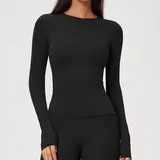 Jet Black Women's Pilates Long Sleeve Top Long Sleeve Brushed