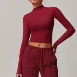 LT8933-3 · Cherry Red Cherry Red Yoga Women's Long Sleeve Top Long Sleeve Fitted
