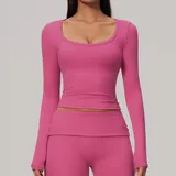 Berry Rose Women's Pilates Long Sleeve Top Long Sleeve Fitted