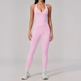 MS2557-1 · Sakra Pink Sakra Pink Women's Seamless Workout Fitness Yoga Activewear Set Backless