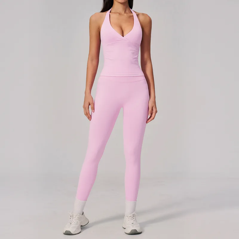 Women's Seamless Workout Fitness Yoga Activewear Set Backless