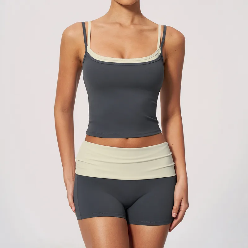 Women's Layered Fitness Yoga Activewear Set Bare Feel