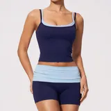 MS2570-3 · Dark Navy Dark Navy Women's Layered Fitness Yoga Activewear Set Bare Feel