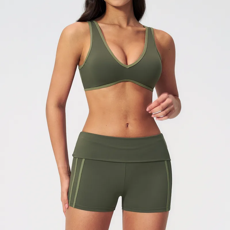 Women's Supportive Yoga Activewear Set High Waist Fitted