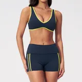Navy Blue Women's Supportive Yoga Activewear Set High Waist Fitted